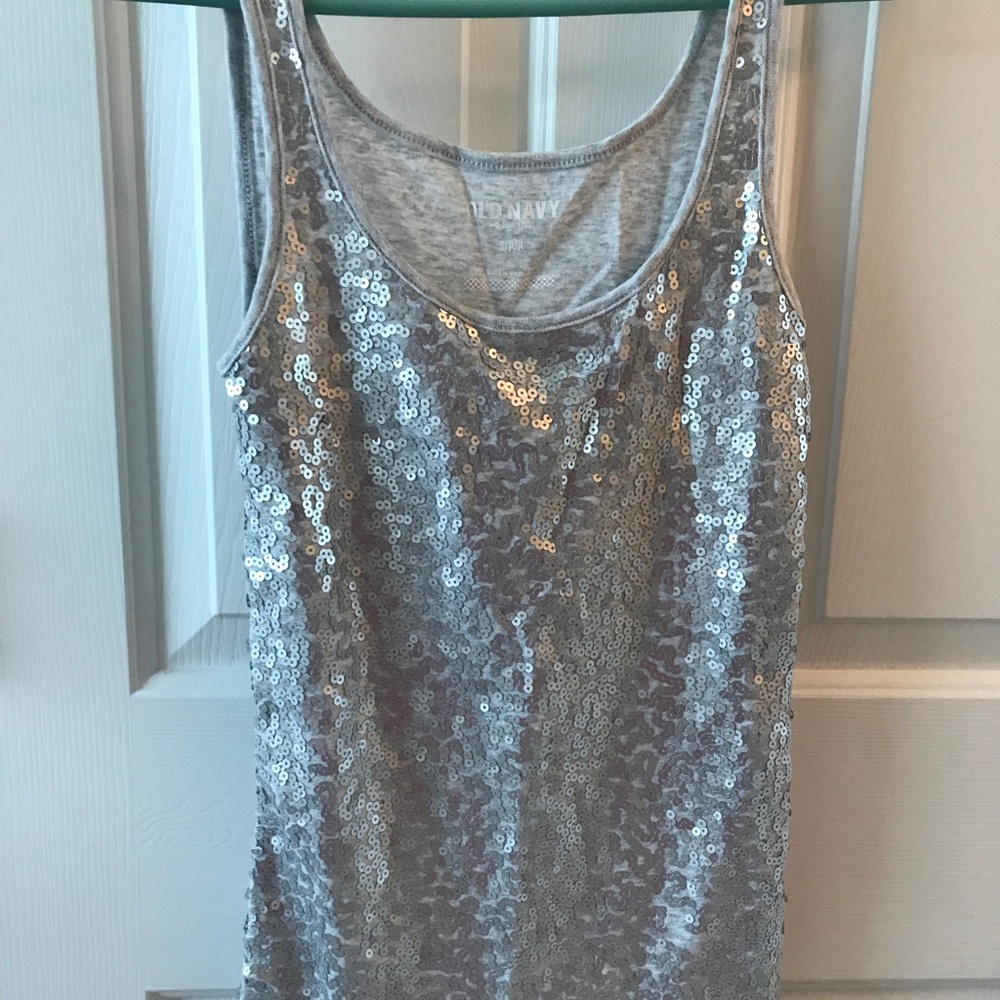 Gray, silver sequin sparkly tank top Old Navy